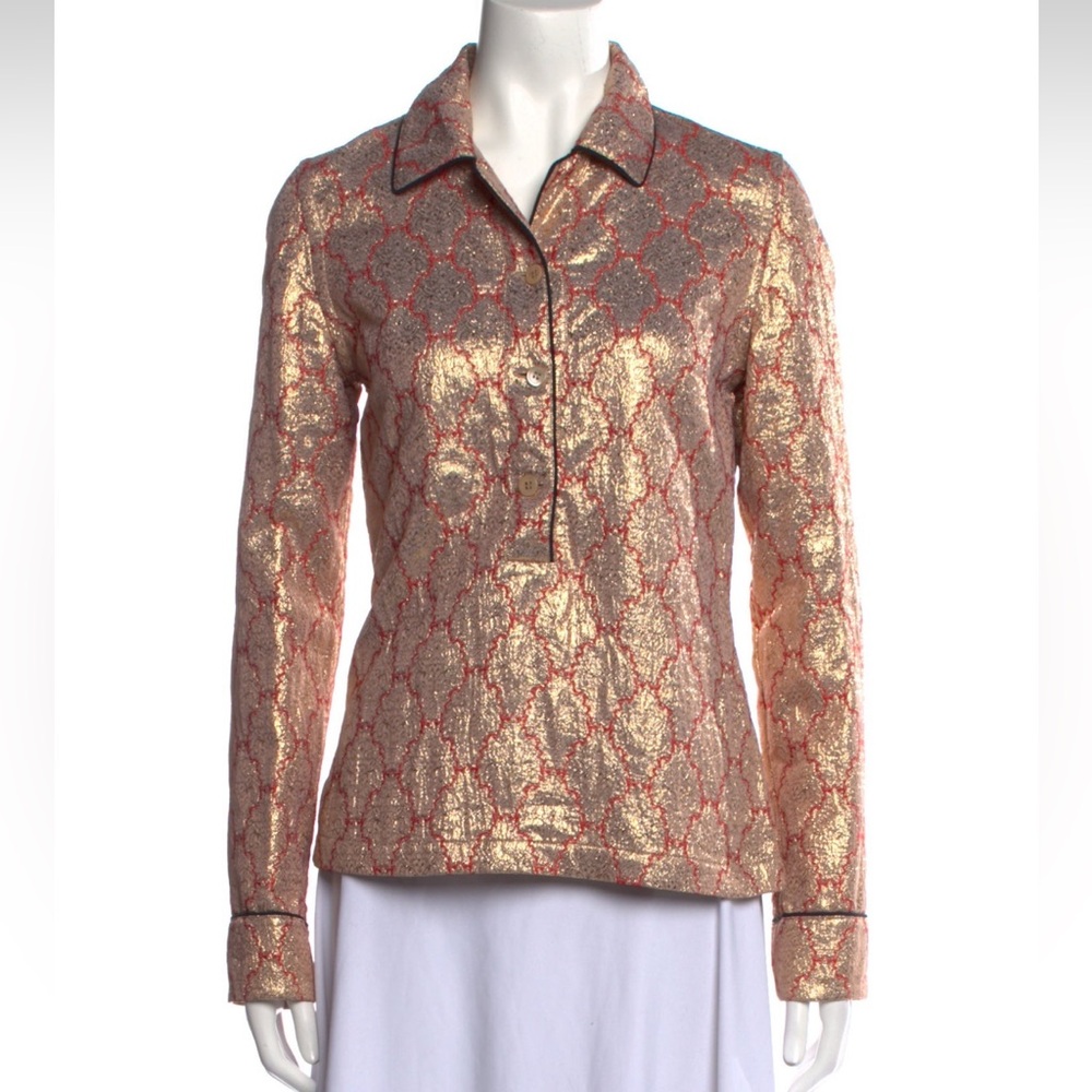 Vintage Prada Brocade Shirt - S/S 2002 - size 6
